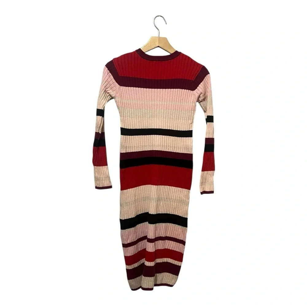 Sonia Rykiel Paris Girl's Knit Dress Size 12 Stripes Long Sleeves Modest Ribbed